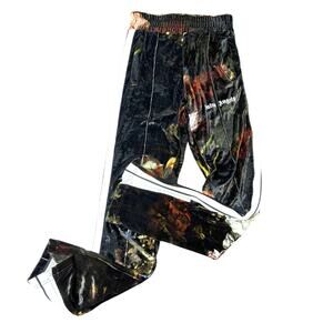 Palm Angels Floral Printed Velvet Pull On Track Pants Black S